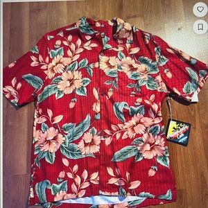 Classic Red Tropical Floral Button-Down Shirt for Men